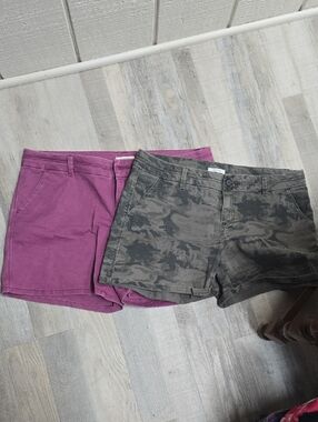 Maurices Purple and Olive Camo Women’s Jean Shorts Duo